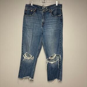 Levi's Low Pro Straight Distressed Thrashed Raw Hem Jeans Womens Sz W31